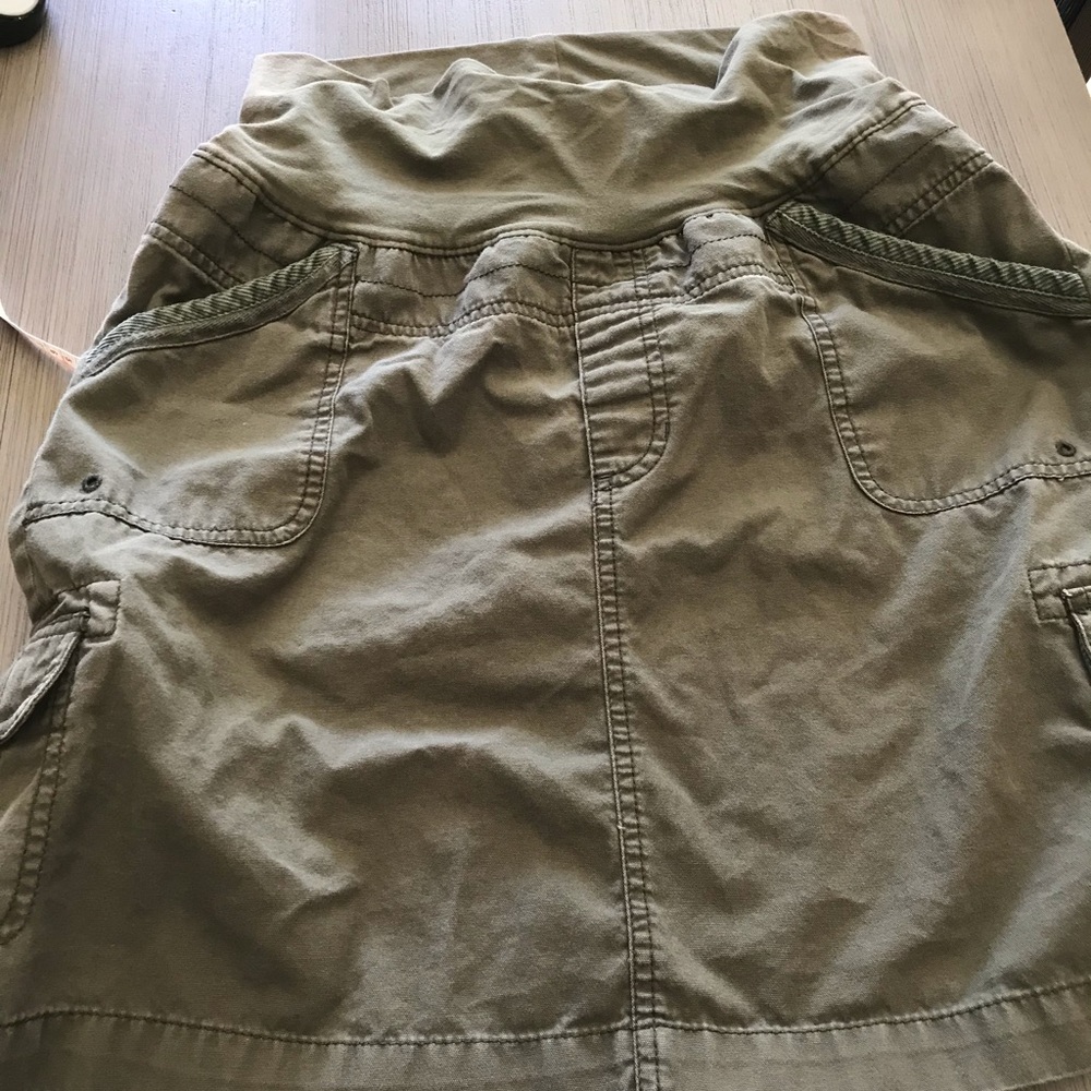 Y2K Maternity green cargo skirt